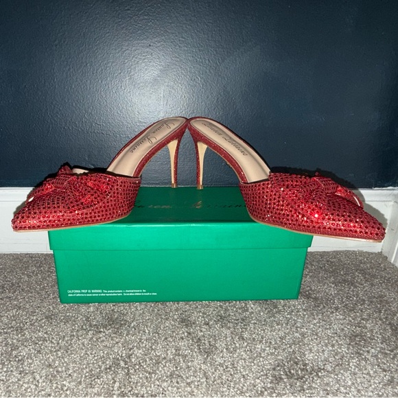 Lauren Lorraine Red Rhinestone Bow Heels - Picture 2 of 6